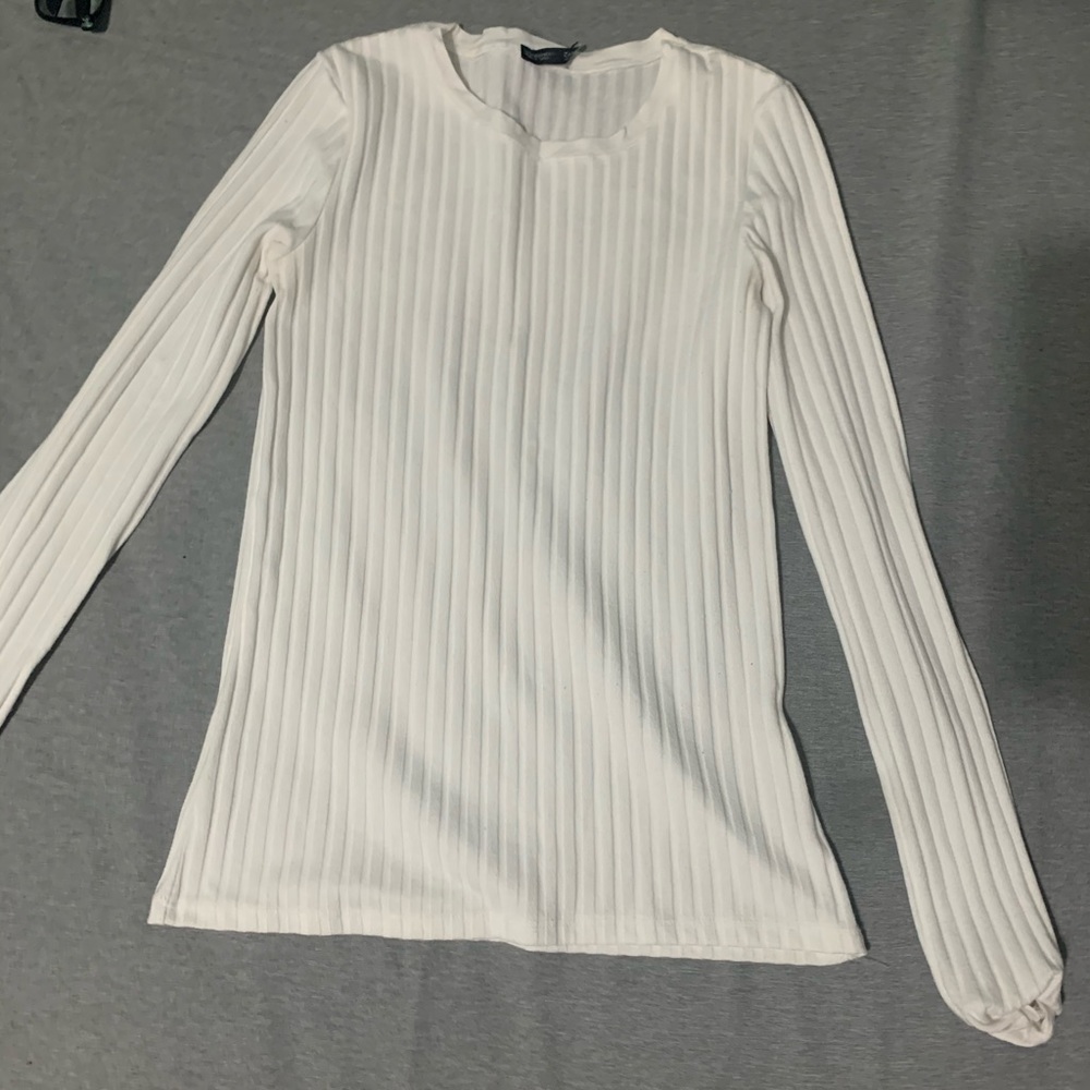 White Ribbed Longsleeve